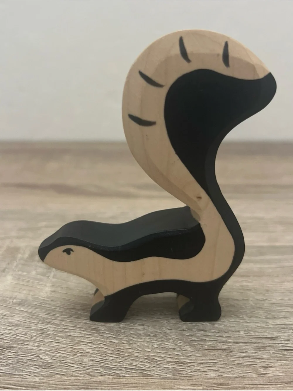 Set of 5 German Ostheimer Wooden Toy Woodland Animals Skunk Raccoon Deer Fox Cat